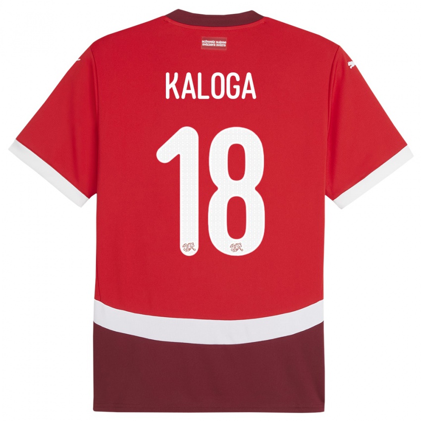 Mujer Camiseta Suiza Issa Kaloga #18 Rojo 1ª Equipación 24-26 La Camisa México