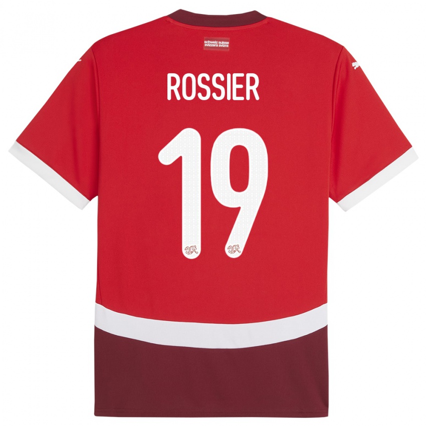 Mujer Camiseta Suiza Evan Rossier #19 Rojo 1ª Equipación 24-26 La Camisa México