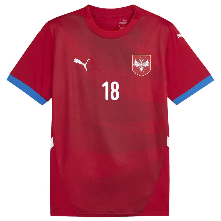 Mujer Camiseta Serbia Biljana Bradic #18 Rojo 1ª Equipación 24-26 La Camisa México