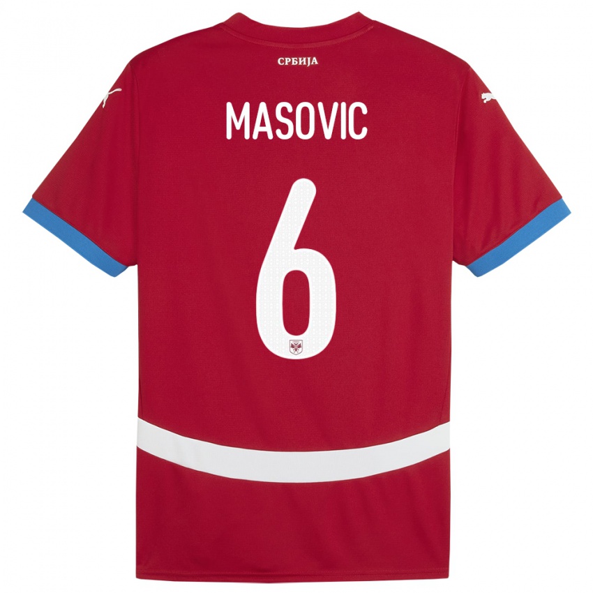 Mujer Camiseta Serbia Erhan Masovic #6 Rojo 1ª Equipación 24-26 La Camisa México