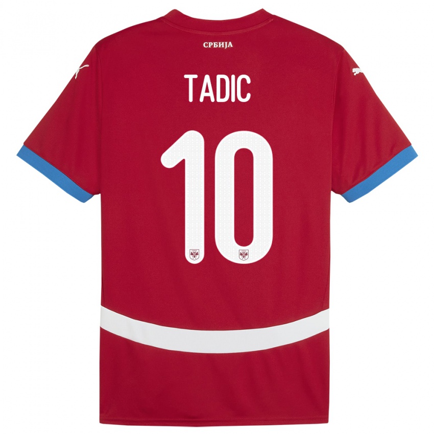 Mujer Camiseta Serbia Dusan Tadic #10 Rojo 1ª Equipación 24-26 La Camisa México