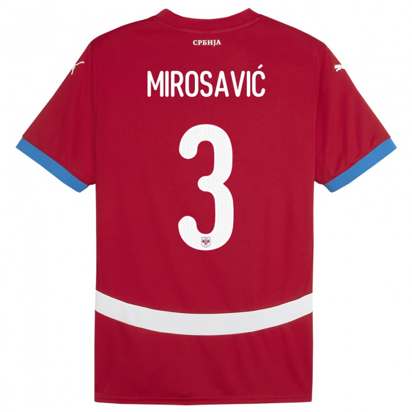 Mujer Camiseta Serbia Veljko Mirosavic #3 Rojo 1ª Equipación 24-26 La Camisa México