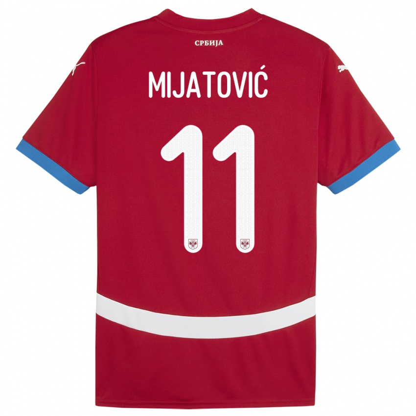 Mujer Camiseta Serbia Jovan Mijatovic #11 Rojo 1ª Equipación 24-26 La Camisa México