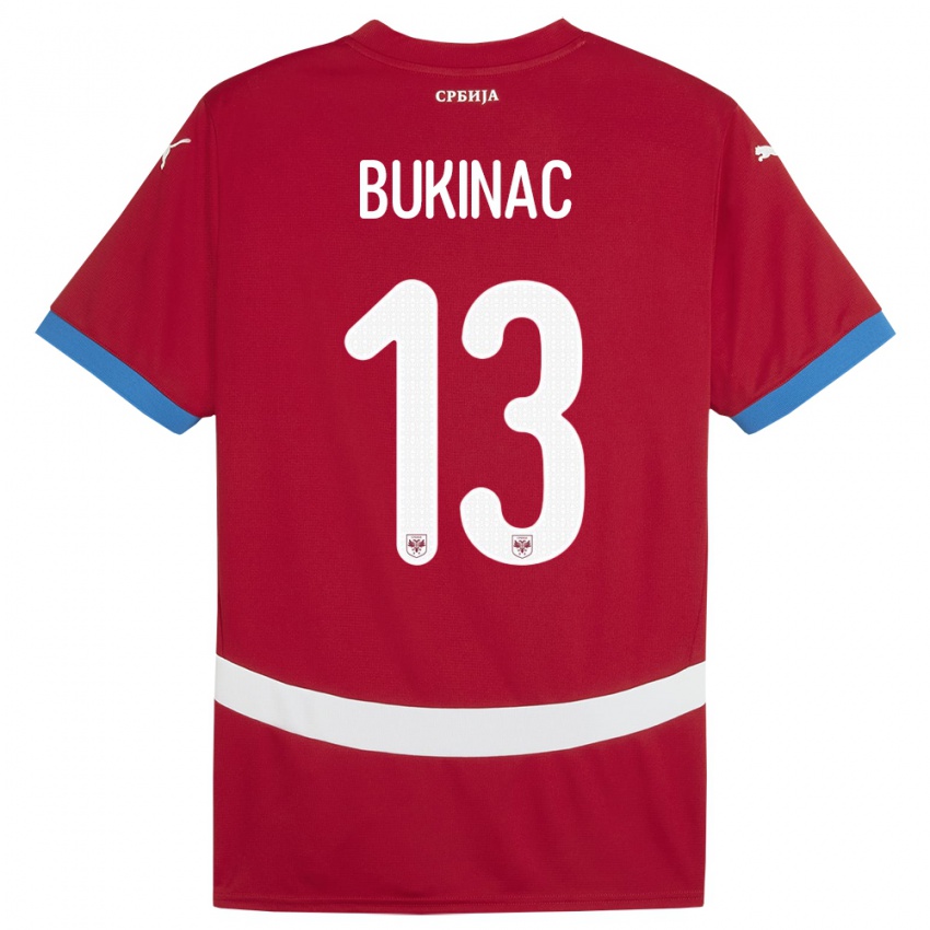 Mujer Camiseta Serbia Stefan Bukinac #13 Rojo 1ª Equipación 24-26 La Camisa México