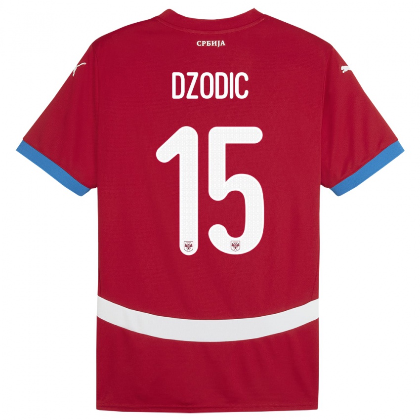 Mujer Camiseta Serbia Stefan Dzodic #15 Rojo 1ª Equipación 24-26 La Camisa México