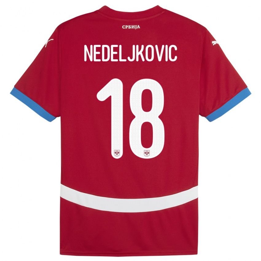 Mujer Camiseta Serbia Kosta Nedeljkovic #18 Rojo 1ª Equipación 24-26 La Camisa México