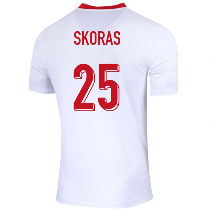 Mujer Camiseta Polonia Michal Skoras #25 Blanco 1ª Equipación 24-26 La Camisa México