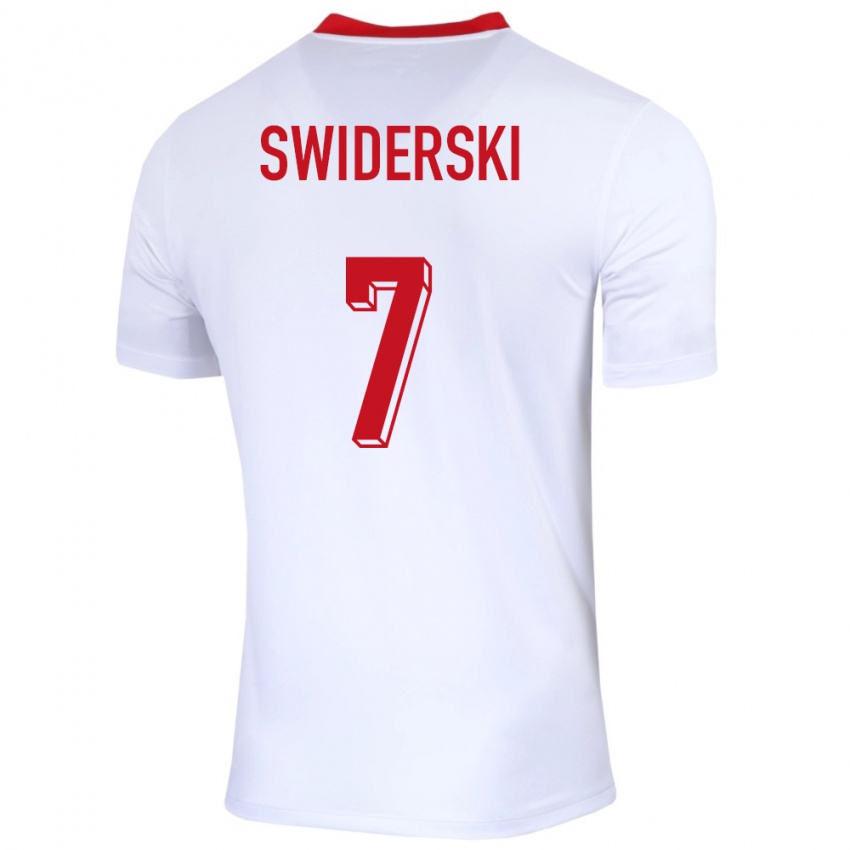 Mujer Camiseta Polonia Karol Swiderski #7 Blanco 1ª Equipación 24-26 La Camisa México