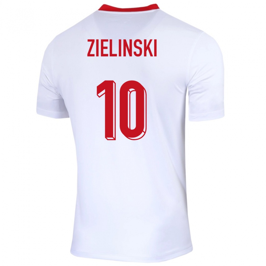 Mujer Camiseta Polonia Piotr Zielinski #10 Blanco 1ª Equipación 24-26 La Camisa México