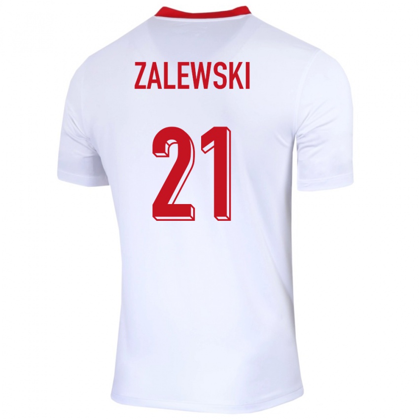 Mujer Camiseta Polonia Nicola Zalewski #21 Blanco 1ª Equipación 24-26 La Camisa México