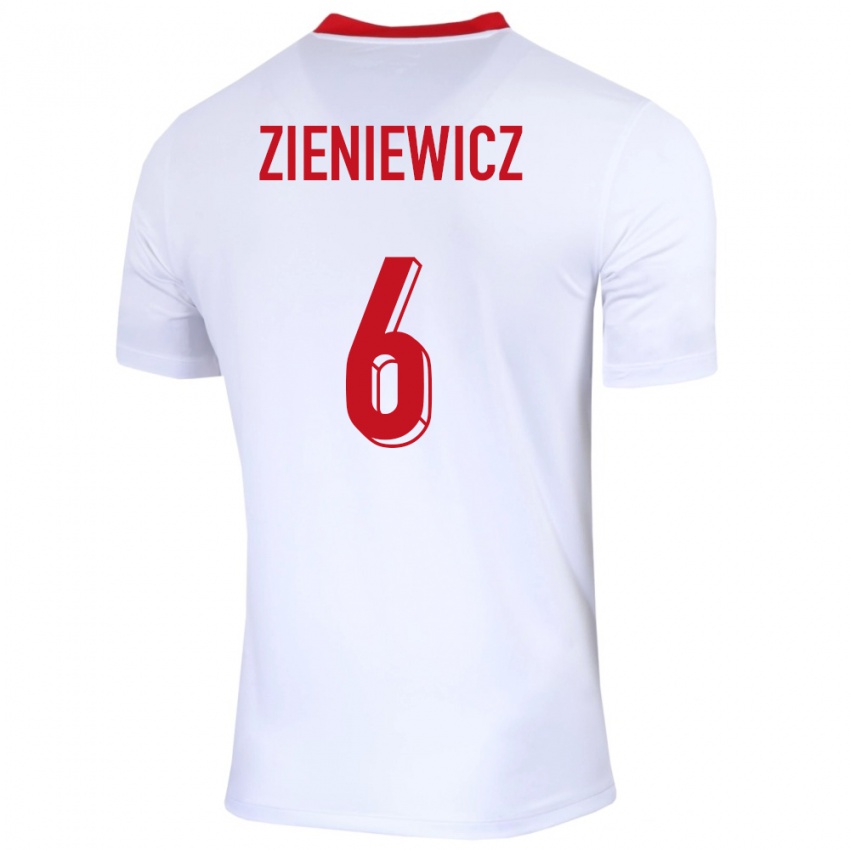 Mujer Camiseta Polonia Wiktoria Zieniewicz #6 Blanco 1ª Equipación 24-26 La Camisa México