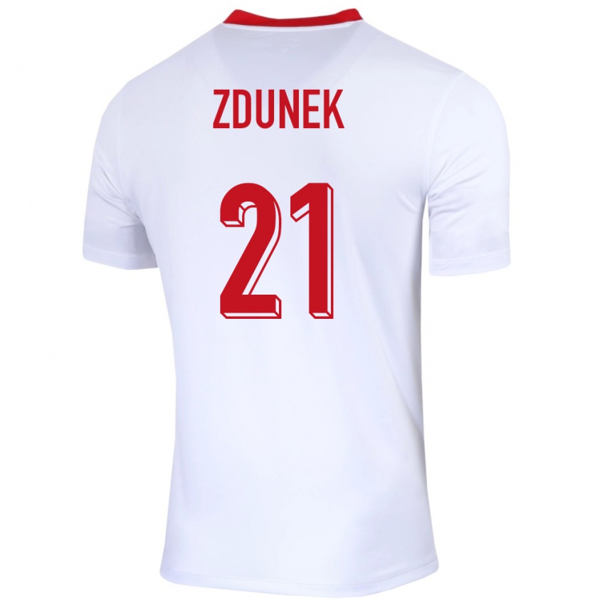 Mujer Camiseta Polonia Emilia Zdunek #21 Blanco 1ª Equipación 24-26 La Camisa México