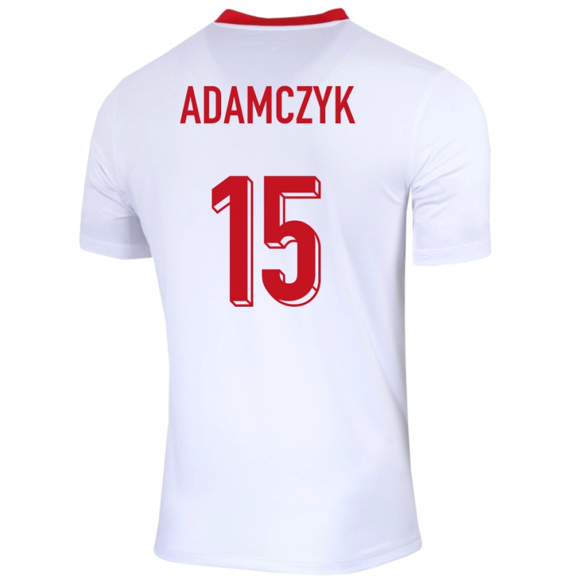 Mujer Camiseta Polonia Nico Adamczyk #15 Blanco 1ª Equipación 24-26 La Camisa México