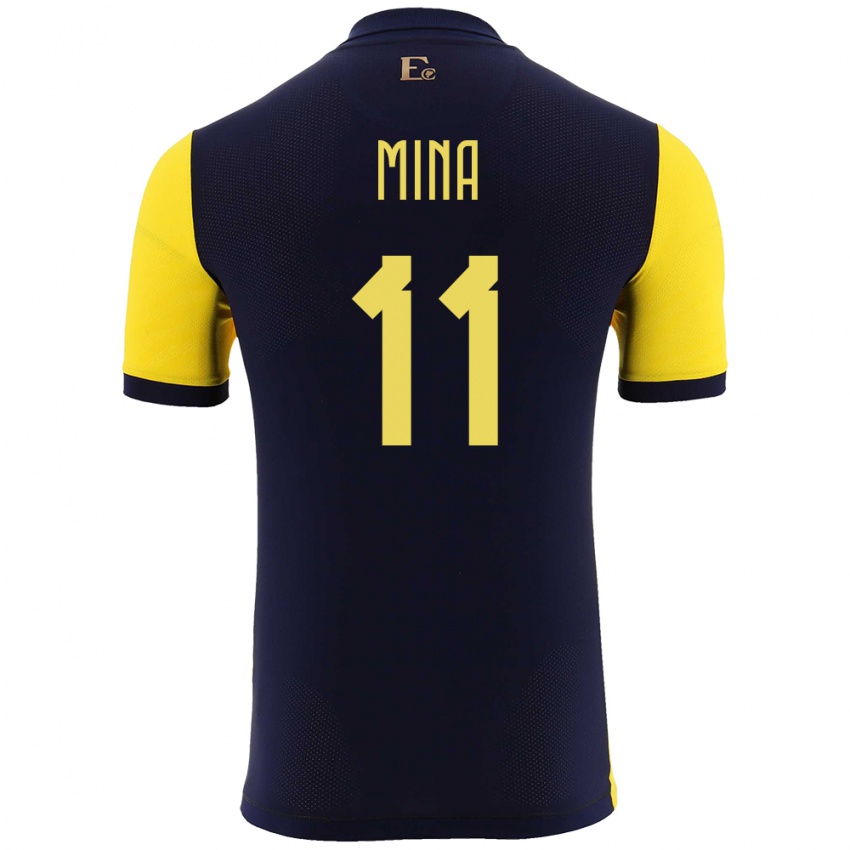 Mujer Camiseta Ecuador Ariel Mina #11 Amarillo 1ª Equipación 24-26 La Camisa México