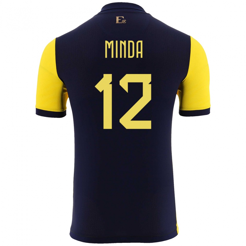 Mujer Camiseta Ecuador Ethan Minda #12 Amarillo 1ª Equipación 24-26 La Camisa México