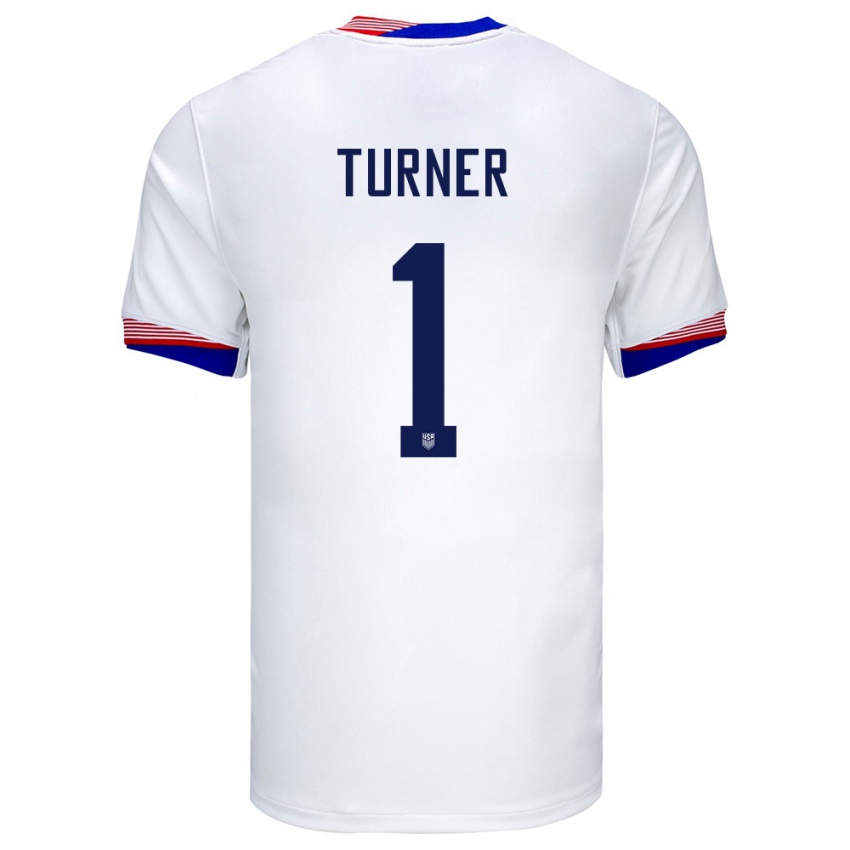 Mujer Camiseta Estados Unidos Matt Turner #1 Blanco 1ª Equipación 24-26 La Camisa México