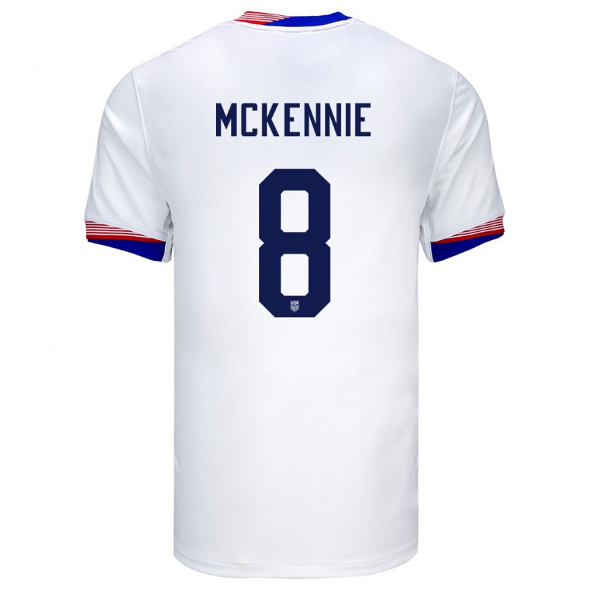 Mujer Camiseta Estados Unidos Weston Mckennie #8 Blanco 1ª Equipación 24-26 La Camisa México