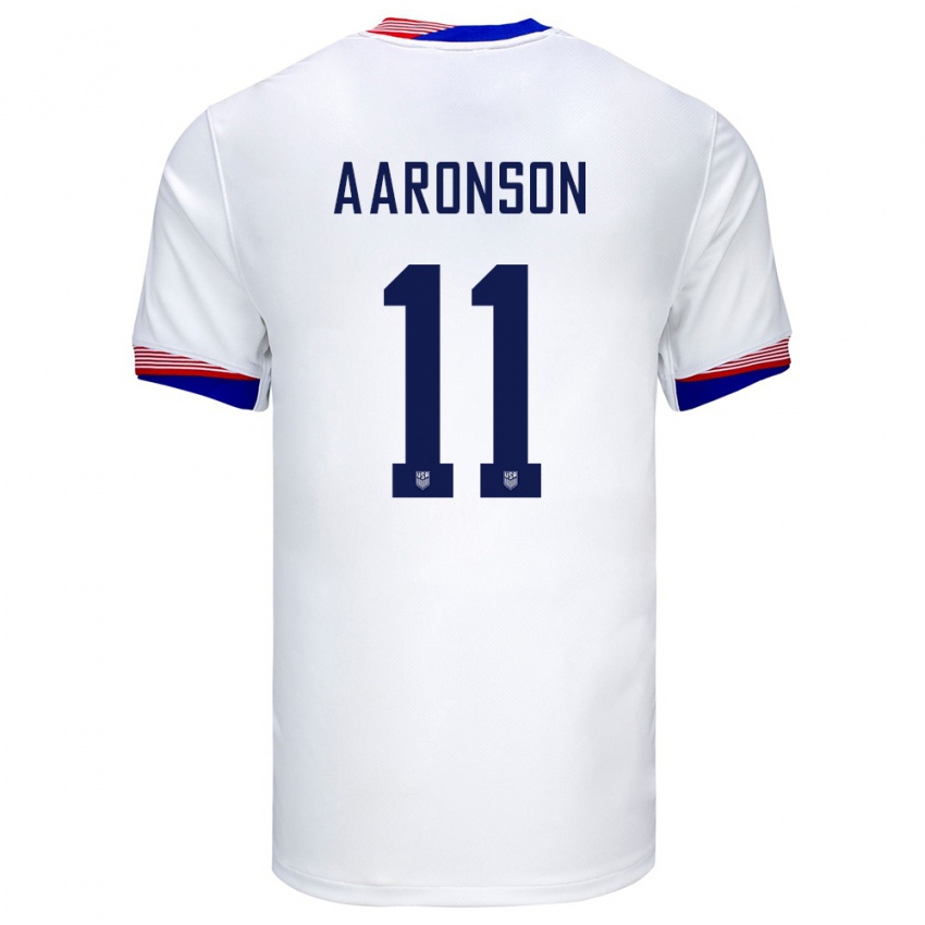 Mujer Camiseta Estados Unidos Brenden Aaronson #11 Blanco 1ª Equipación 24-26 La Camisa México