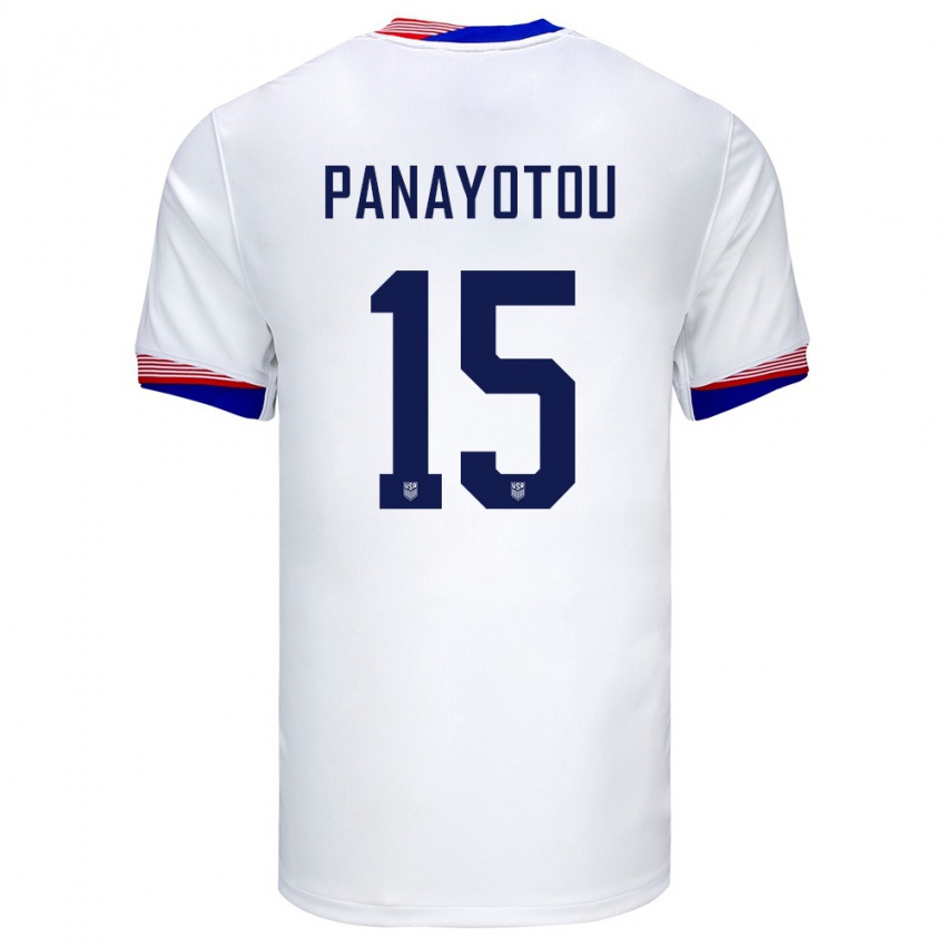 Mujer Camiseta Estados Unidos Jack Panayotou #15 Blanco 1ª Equipación 24-26 La Camisa México