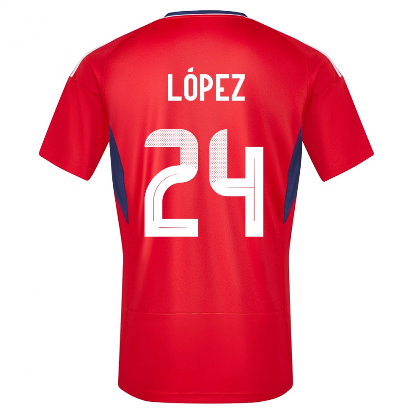 Mujer Camiseta Costa Rica Douglas Lopez #24 Rojo 1ª Equipación 24-26 La Camisa México