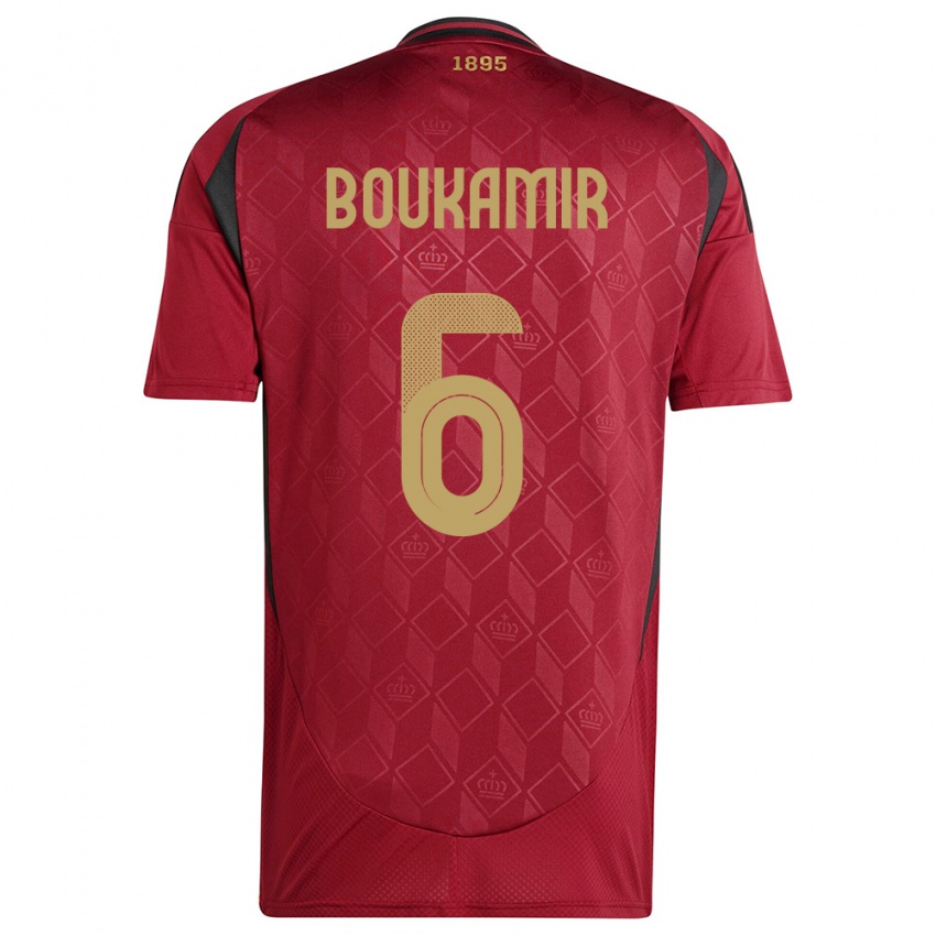 Mujer Camiseta Bélgica Mehdi Boukamir #6 Borgoña 1ª Equipación 24-26 La Camisa México