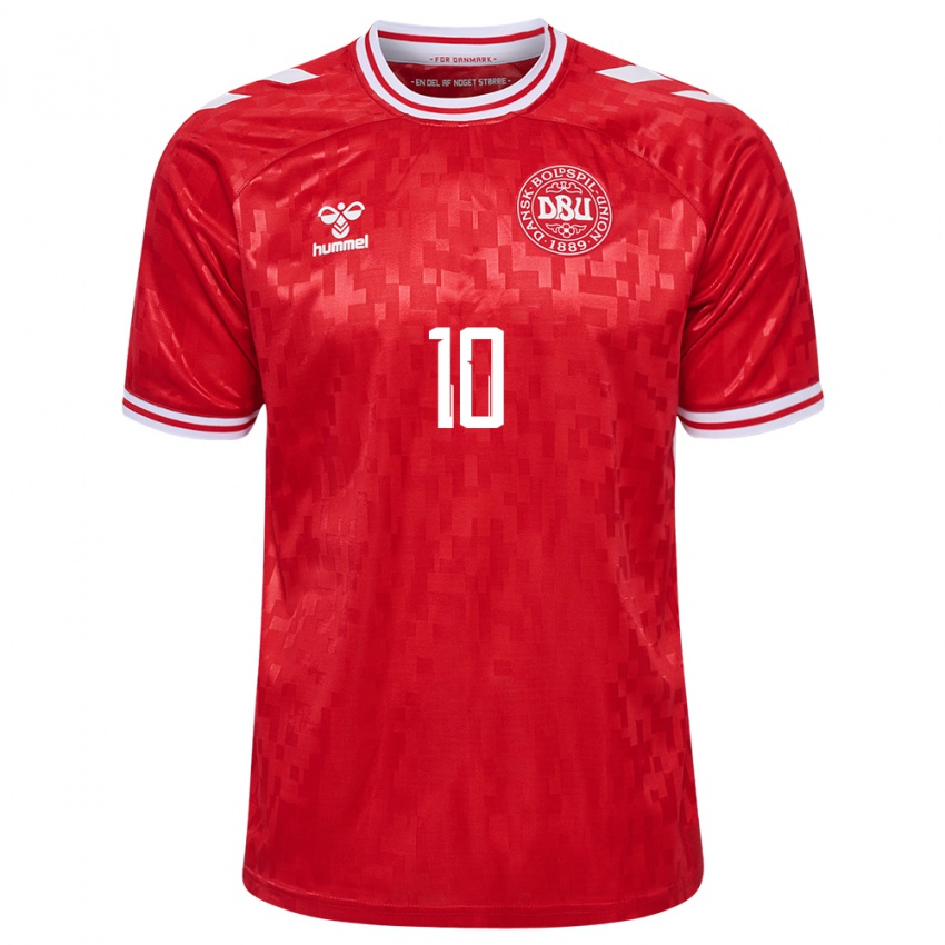 Mujer Camiseta Dinamarca Christian Eriksen #10 Rojo 1ª Equipación 24-26 La Camisa México