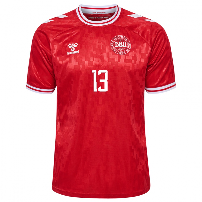 Mujer Camiseta Dinamarca Sofie Junge #13 Rojo 1ª Equipación 24-26 La Camisa México