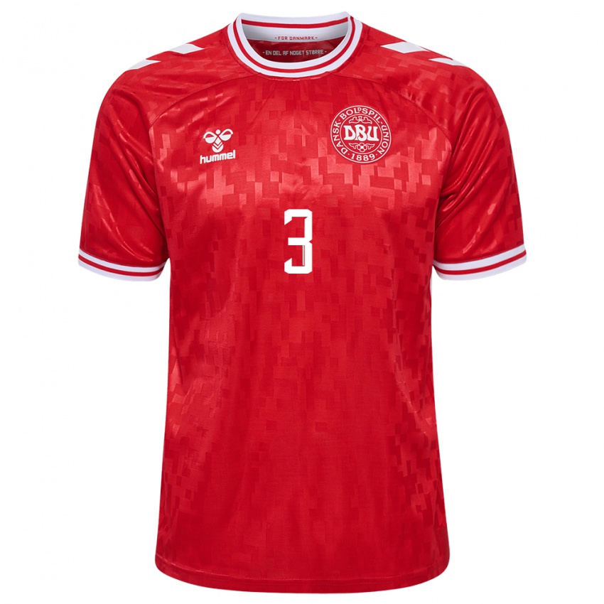 Mujer Camiseta Dinamarca Pontus Texel #3 Rojo 1ª Equipación 24-26 La Camisa México