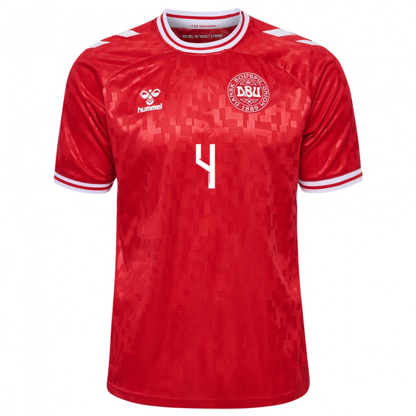 Mujer Camiseta Dinamarca Simon Kjaer #4 Rojo 1ª Equipación 24-26 La Camisa México