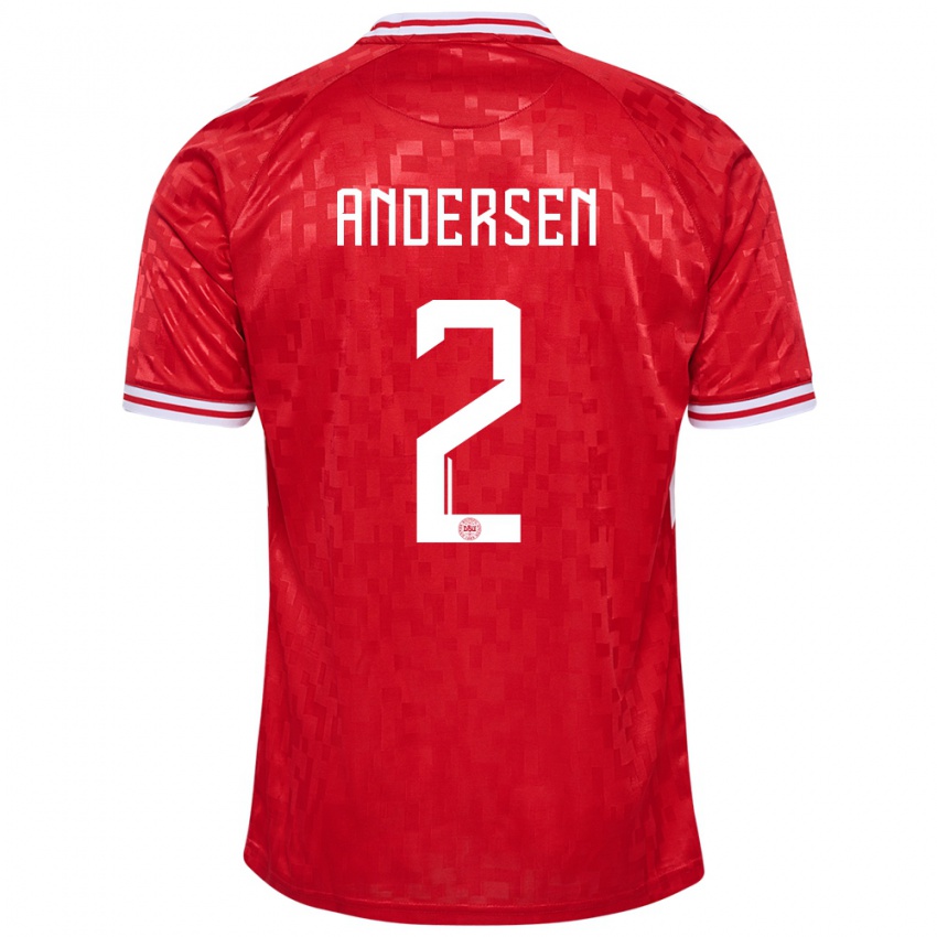Mujer Camiseta Dinamarca Joachim Andersen #2 Rojo 1ª Equipación 24-26 La Camisa México