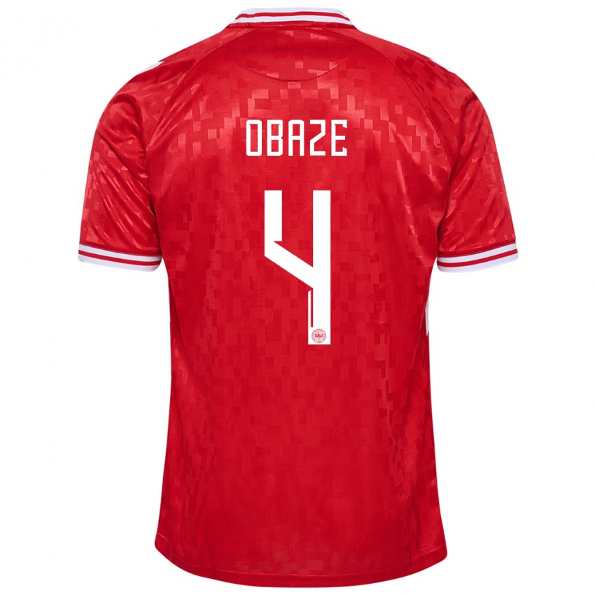 Mujer Camiseta Dinamarca Isabella Obaze #4 Rojo 1ª Equipación 24-26 La Camisa México