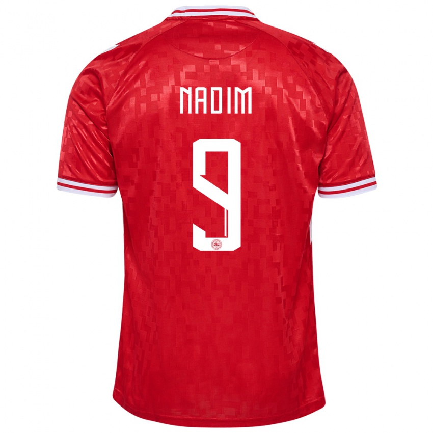 Mujer Camiseta Dinamarca Nadia Nadim #9 Rojo 1ª Equipación 24-26 La Camisa México