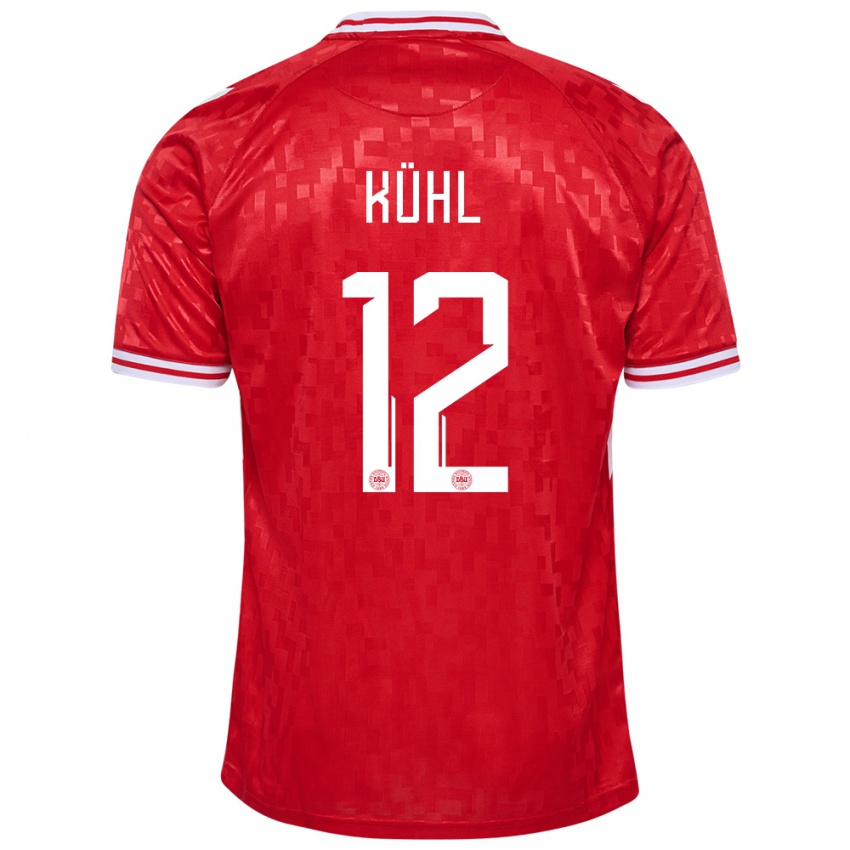 Mujer Camiseta Dinamarca Kathrine Kuhl #12 Rojo 1ª Equipación 24-26 La Camisa México