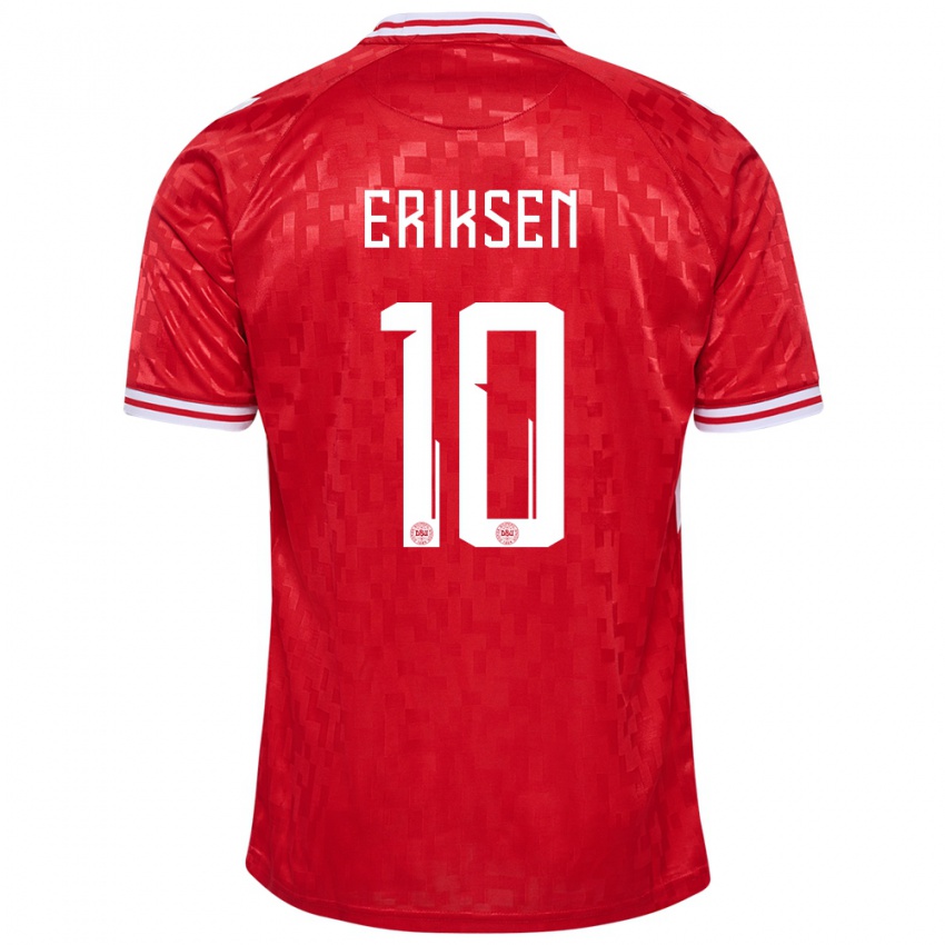 Mujer Camiseta Dinamarca Christian Eriksen #10 Rojo 1ª Equipación 24-26 La Camisa México