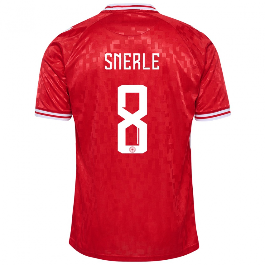 Mujer Camiseta Dinamarca Emma Snerle #8 Rojo 1ª Equipación 24-26 La Camisa México