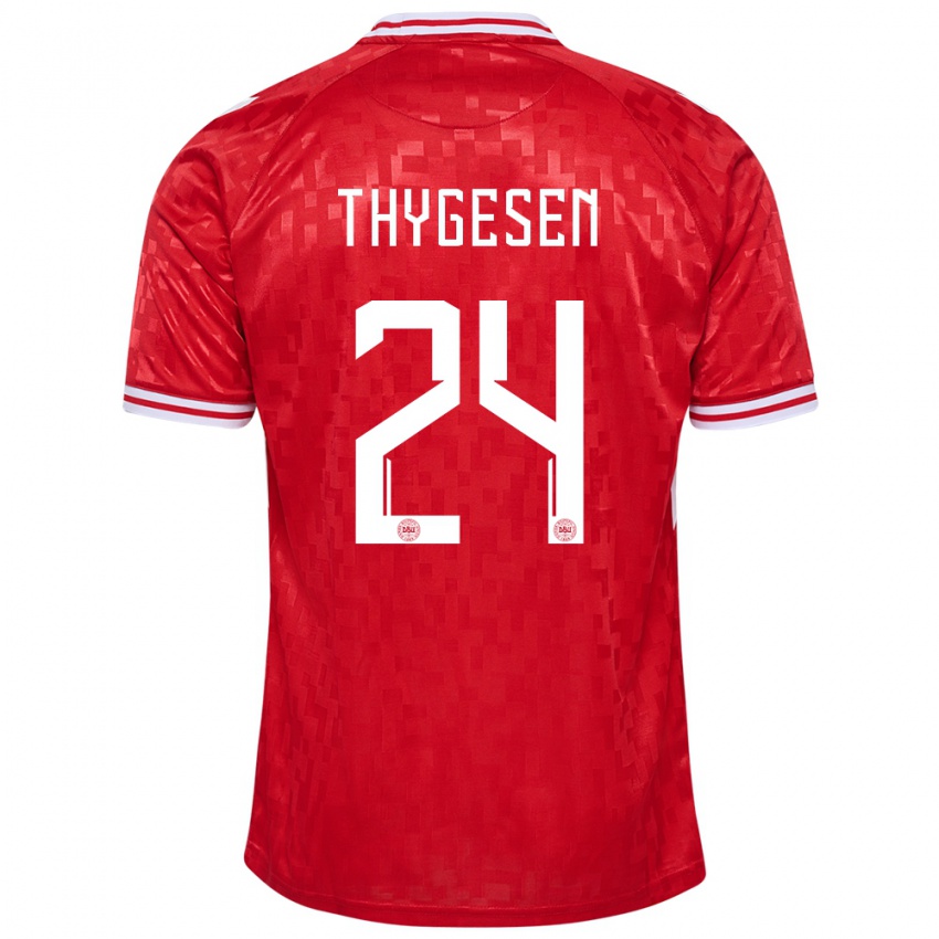 Mujer Camiseta Dinamarca Sarah Thygesen #24 Rojo 1ª Equipación 24-26 La Camisa México