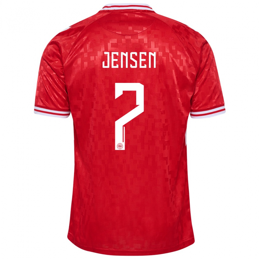 Mujer Camiseta Dinamarca Victor Jensen #7 Rojo 1ª Equipación 24-26 La Camisa México