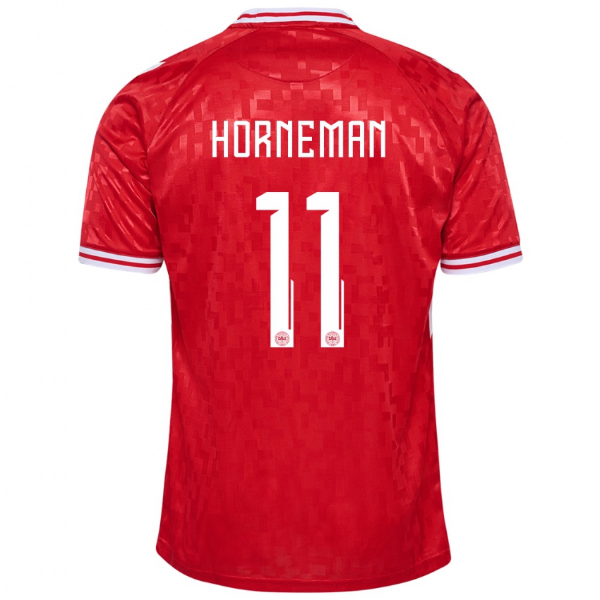 Mujer Camiseta Dinamarca Charly Horneman #11 Rojo 1ª Equipación 24-26 La Camisa México