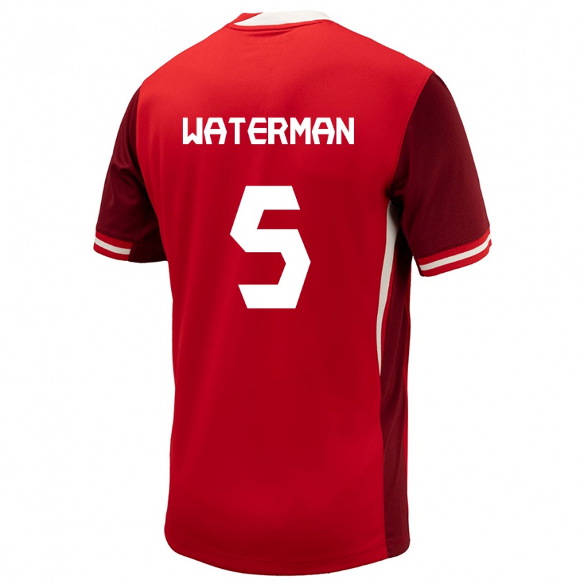 Mujer Camiseta Canadá Joel Waterman #5 Rojo 1ª Equipación 24-26 La Camisa México