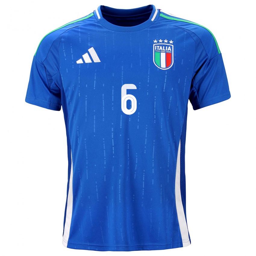 Mujer Camiseta Italia Manuela Giugliano #6 Azul 1ª Equipación 24-26 La Camisa México