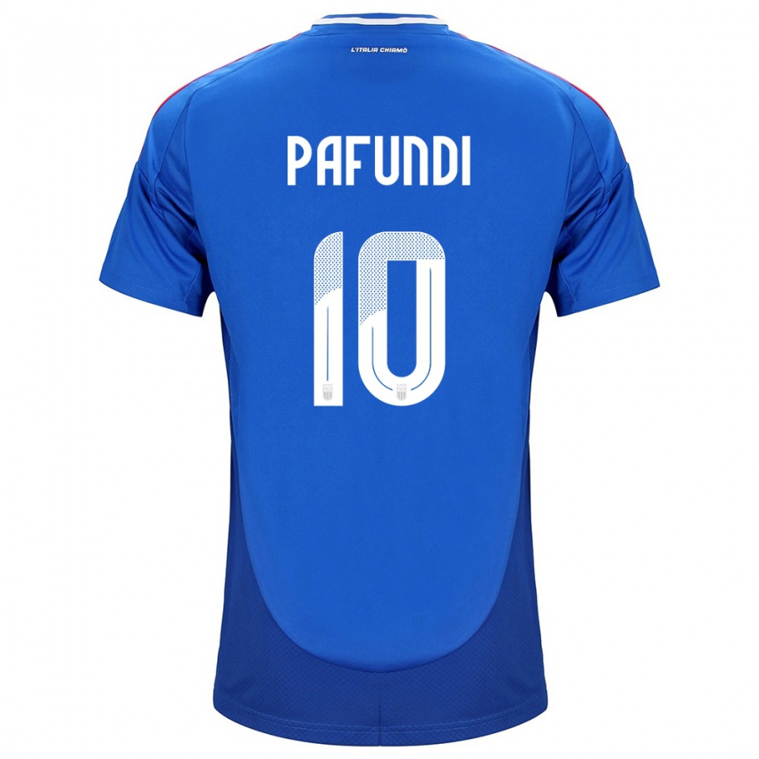 Mujer Camiseta Italia Simone Pafundi #10 Azul 1ª Equipación 24-26 La Camisa México