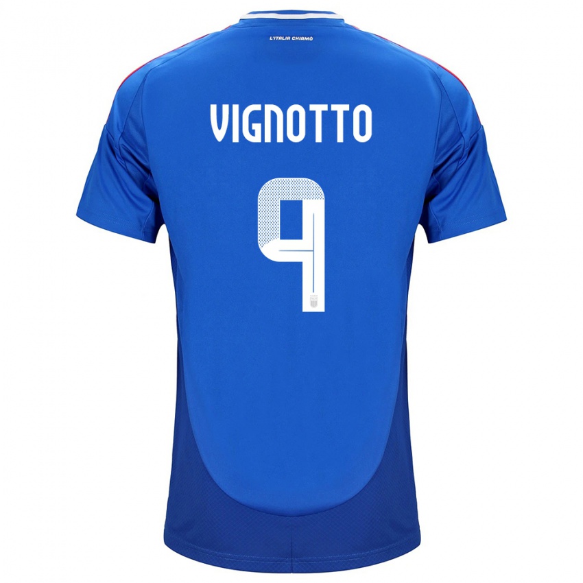 Mujer Camiseta Italia Elisabetta Vignotto #9 Azul 1ª Equipación 24-26 La Camisa México