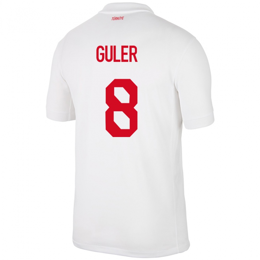 Mujer Camiseta Turquía Arda Güler #8 Blanco 1ª Equipación 24-26 La Camisa México