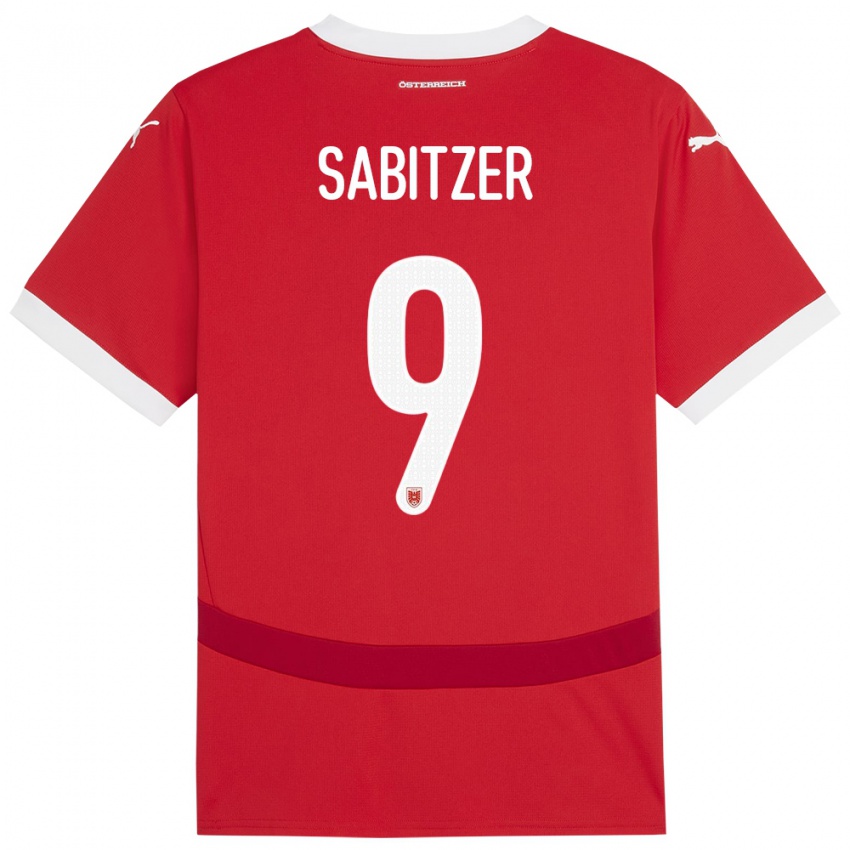 Mujer Camiseta Austria Marcel Sabitzer #9 Rojo 1ª Equipación 24-26 La Camisa México