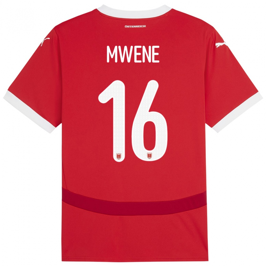 Mujer Camiseta Austria Phillipp Mwene #16 Rojo 1ª Equipación 24-26 La Camisa México