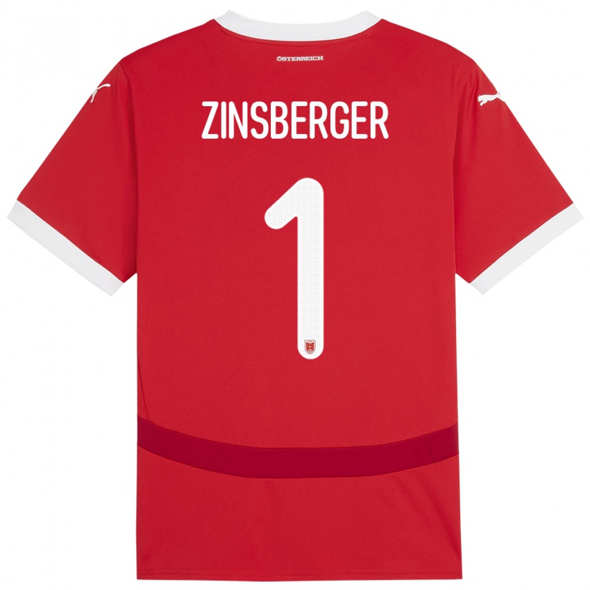 Mujer Camiseta Austria Manuela Zinsberger #1 Rojo 1ª Equipación 24-26 La Camisa México