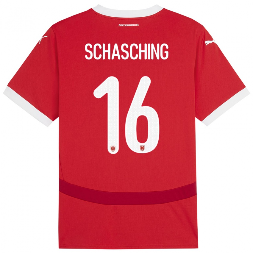 Mujer Camiseta Austria Annabel Schasching #16 Rojo 1ª Equipación 24-26 La Camisa México