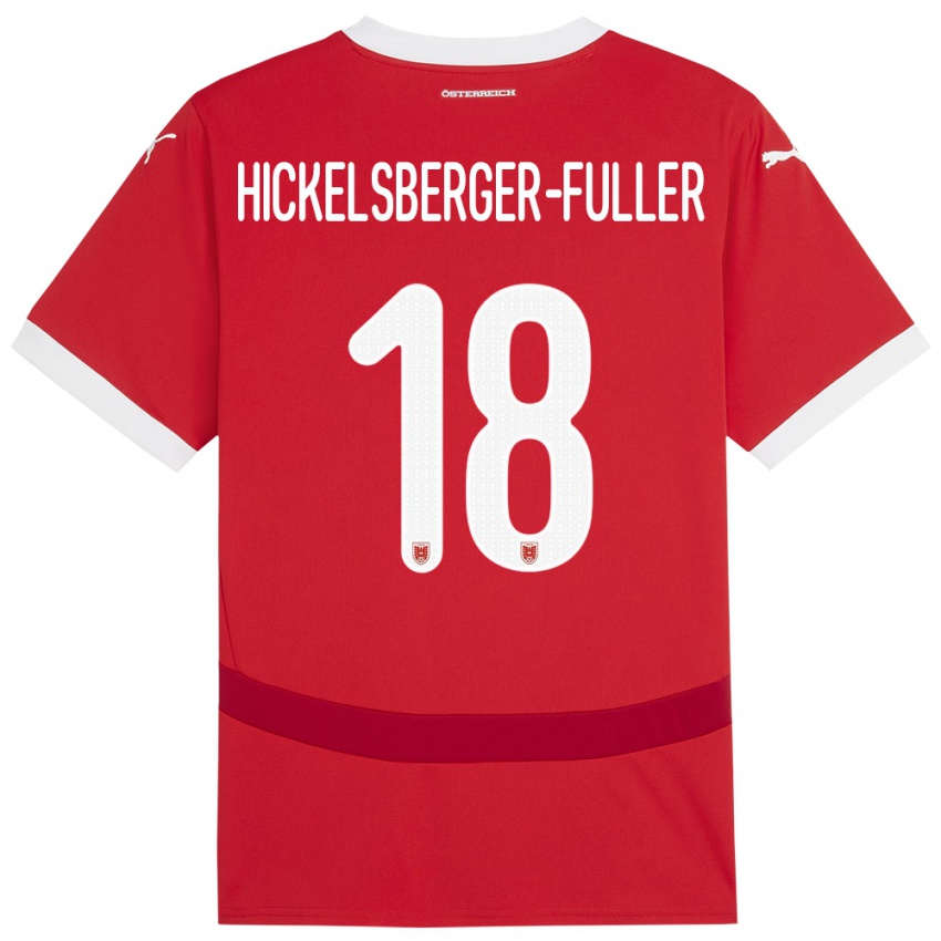Mujer Camiseta Austria Julia Hickelsberger-Füller #18 Rojo 1ª Equipación 24-26 La Camisa México