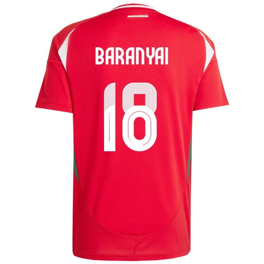Mujer Camiseta Hungría Nimród Baranyai #18 Rojo 1ª Equipación 24-26 La Camisa México