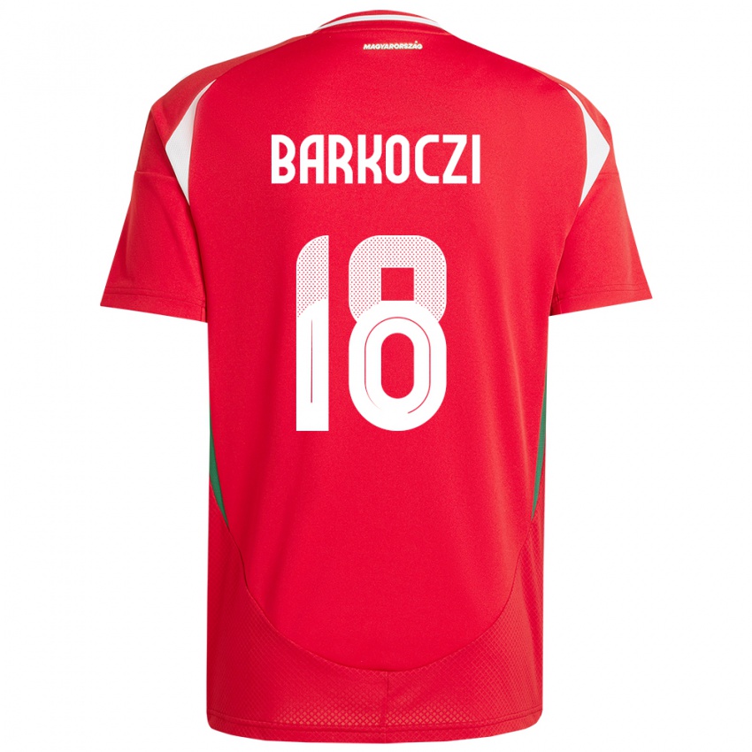 Mujer Camiseta Hungría Barnabás Barkóczi #18 Rojo 1ª Equipación 24-26 La Camisa México